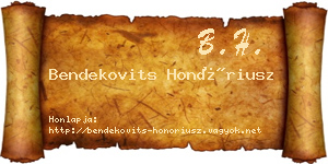 Bendekovits Honóriusz névjegykártya